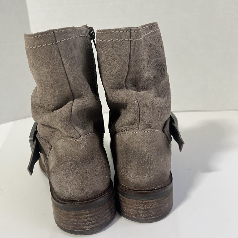 Miz Mooz New York Draper Boots 37 Leather Taupe Brown Biker Made Spain - Picture 7 of 12